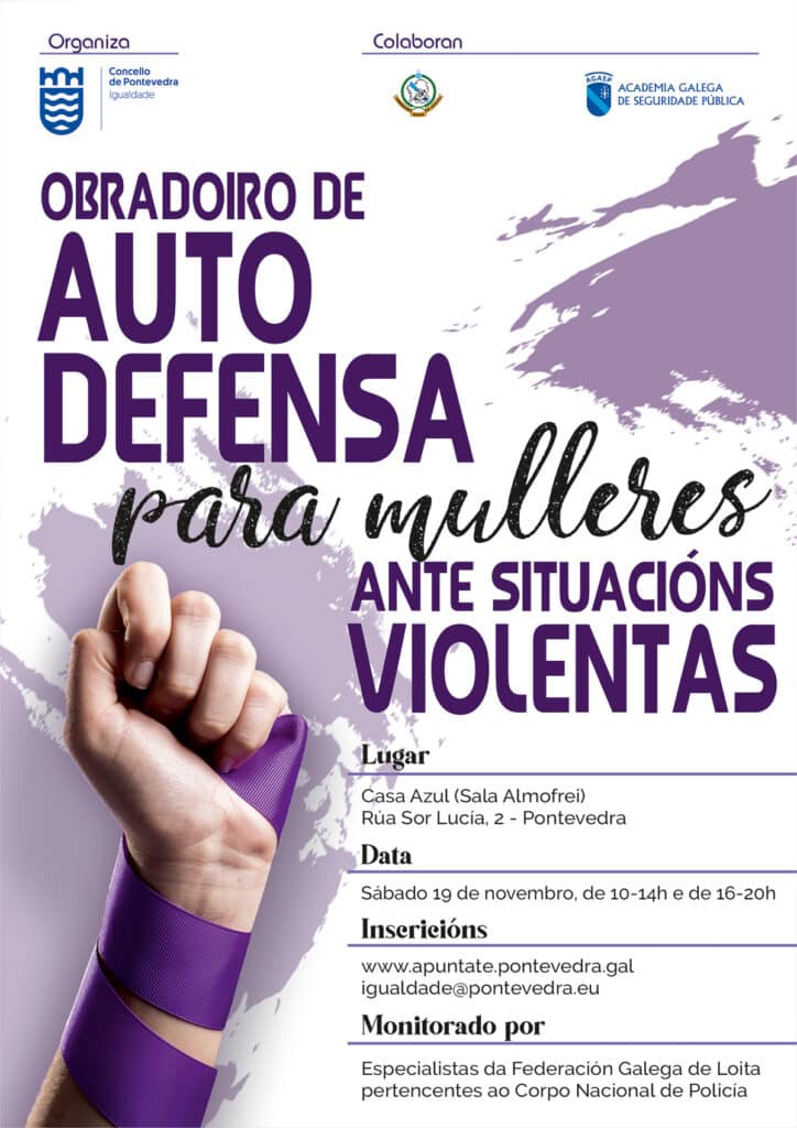 Cartel Autodefensa para mulleres Concello de Pontevedra
